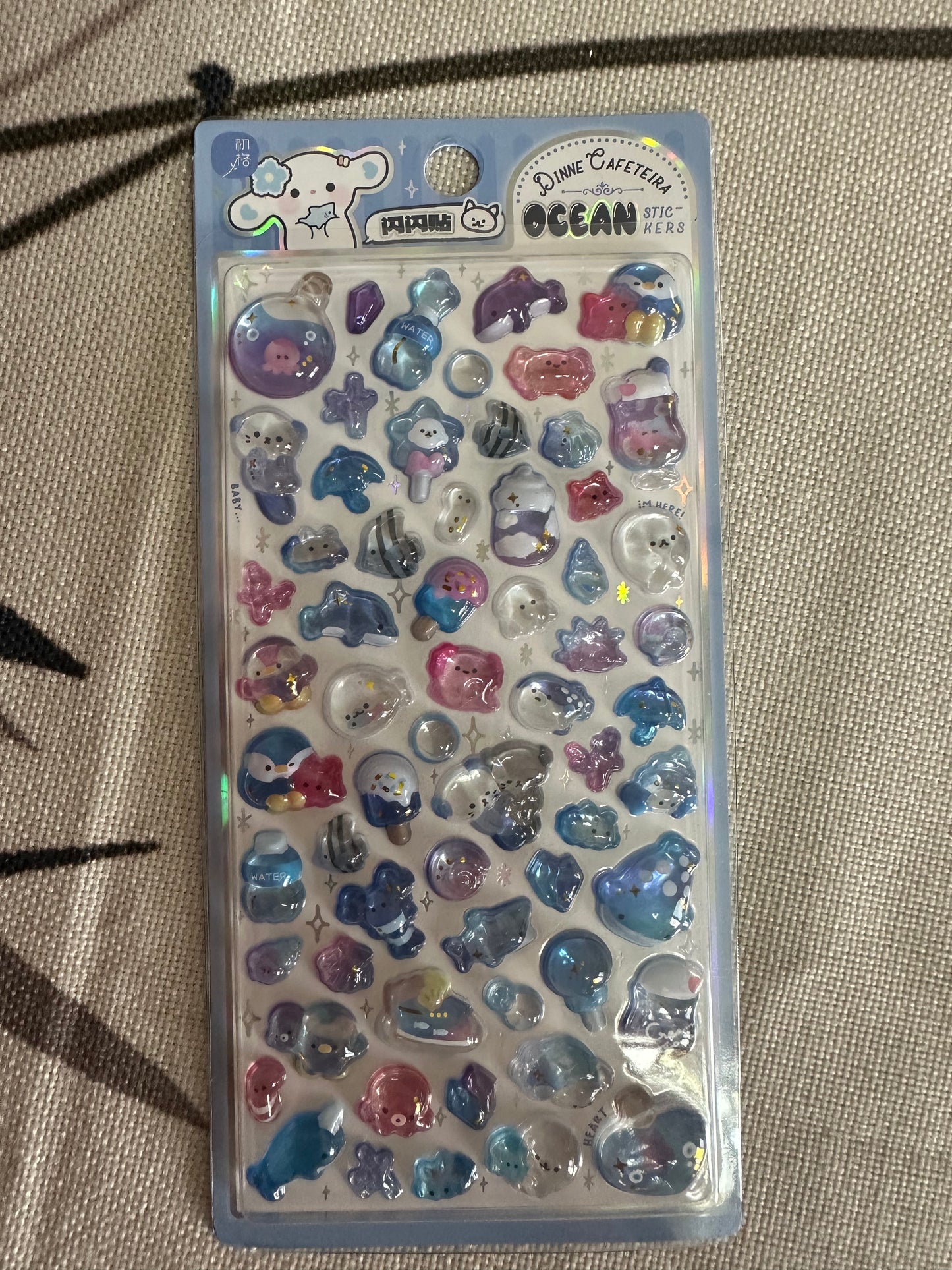 Cute 3D Embossed Crystal Decor Stickers