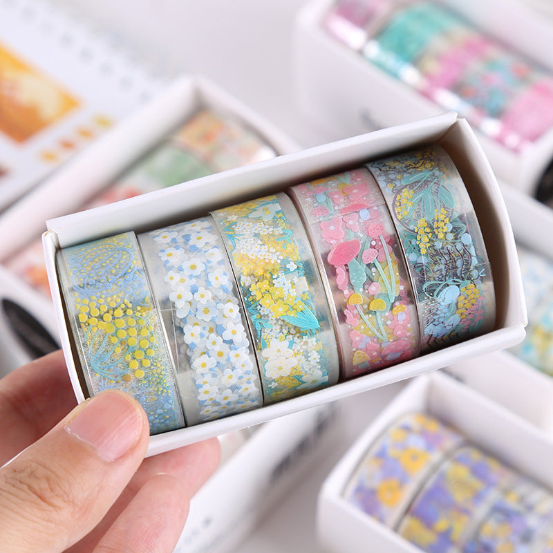 Botanical Clear PET  Tape: Floral Language Journaling Stickers