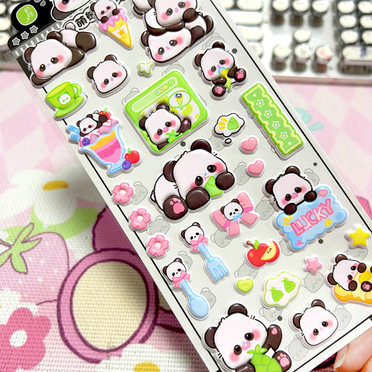 Giant Panda Puffy 3D Foam Stickers - Soft Cartoon Pop-Up Decals