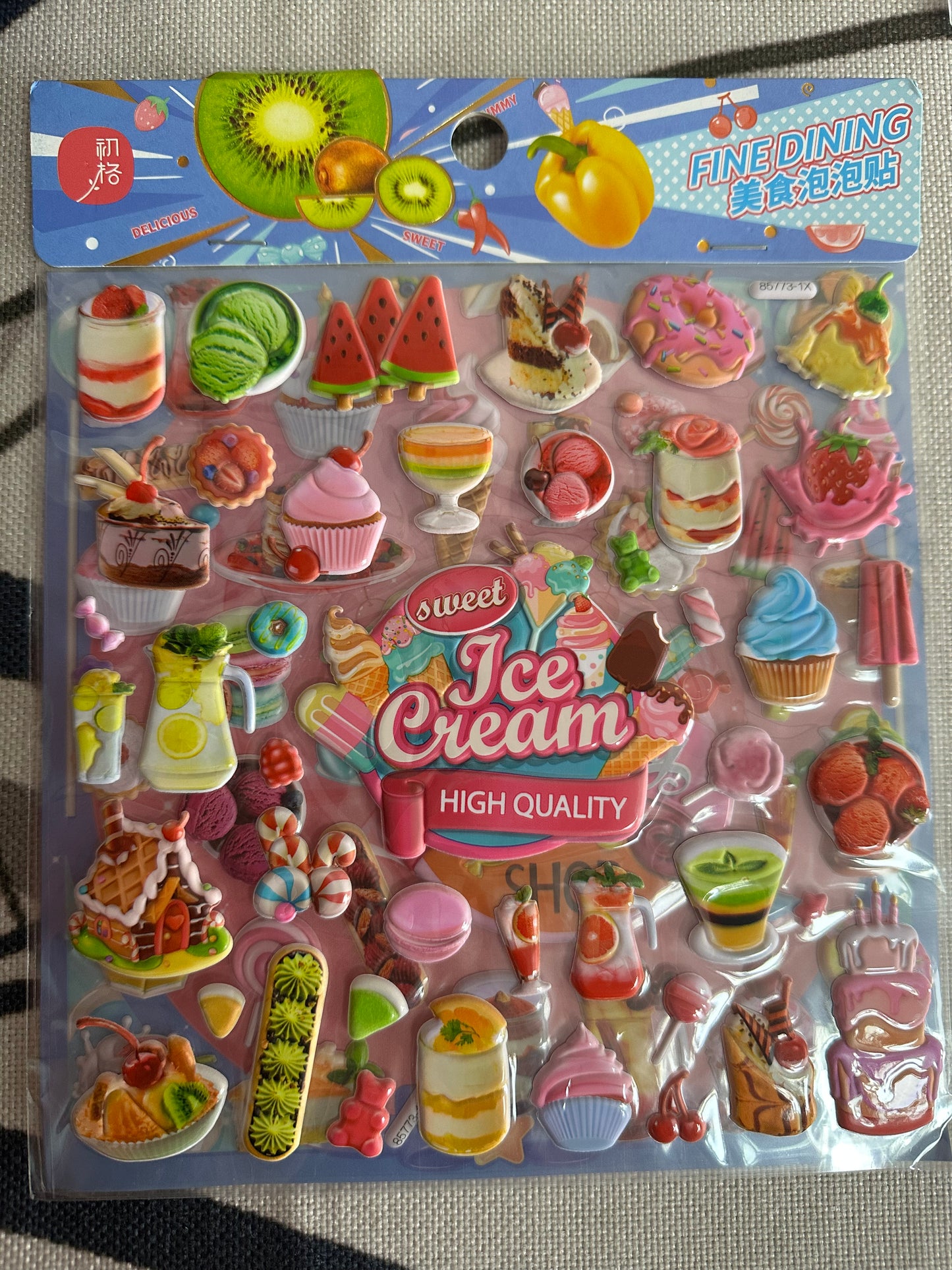 3D Puffy Food Stickers - Double Layer Kawaii Bubble Decals