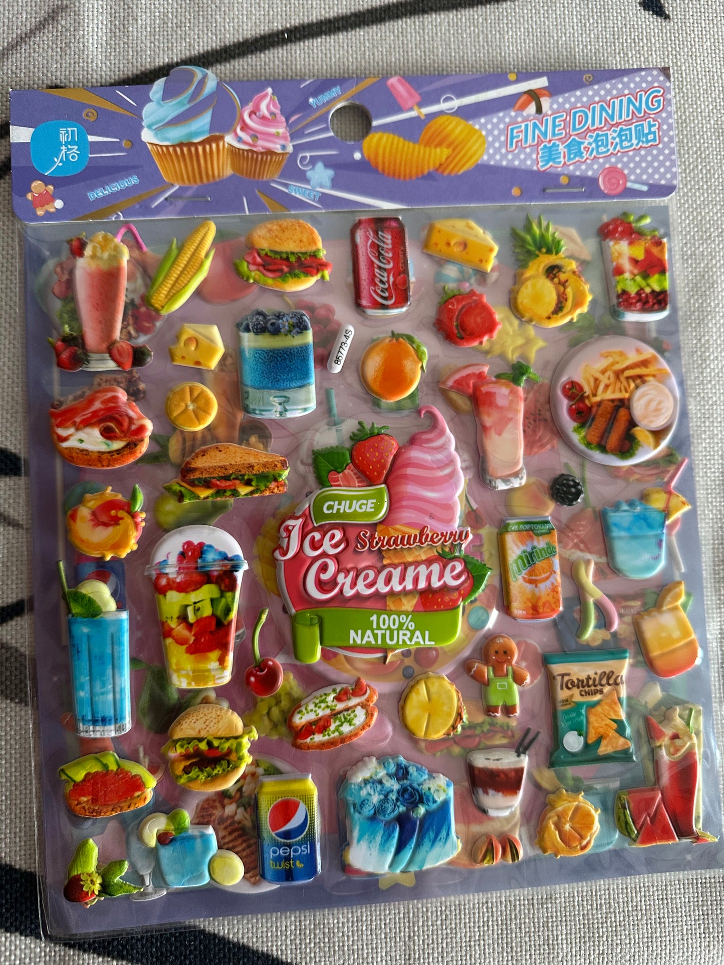 3D Puffy Food Stickers - Double Layer Kawaii Bubble Decals