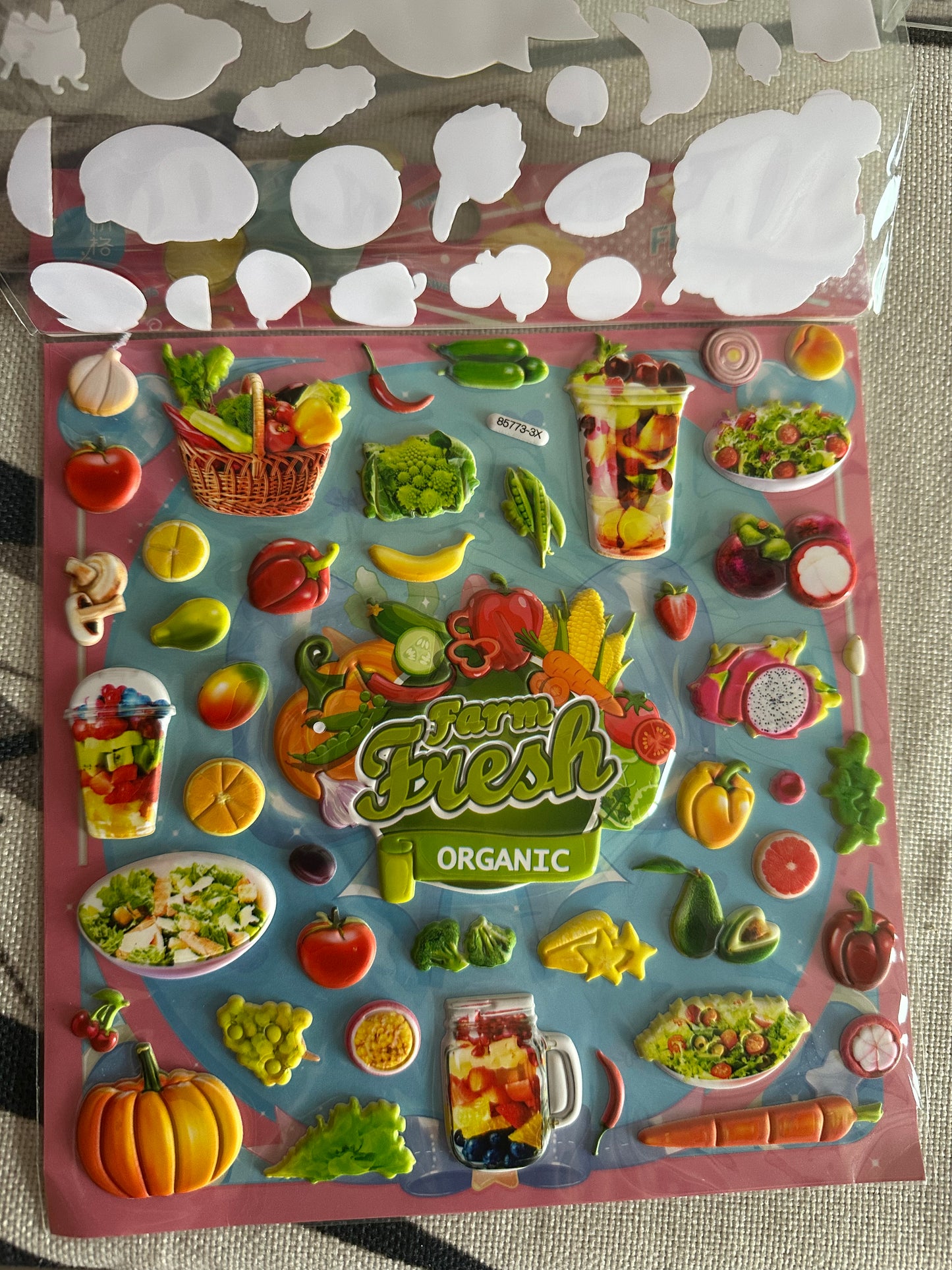 3D Puffy Food Stickers - Double Layer Kawaii Bubble Decals