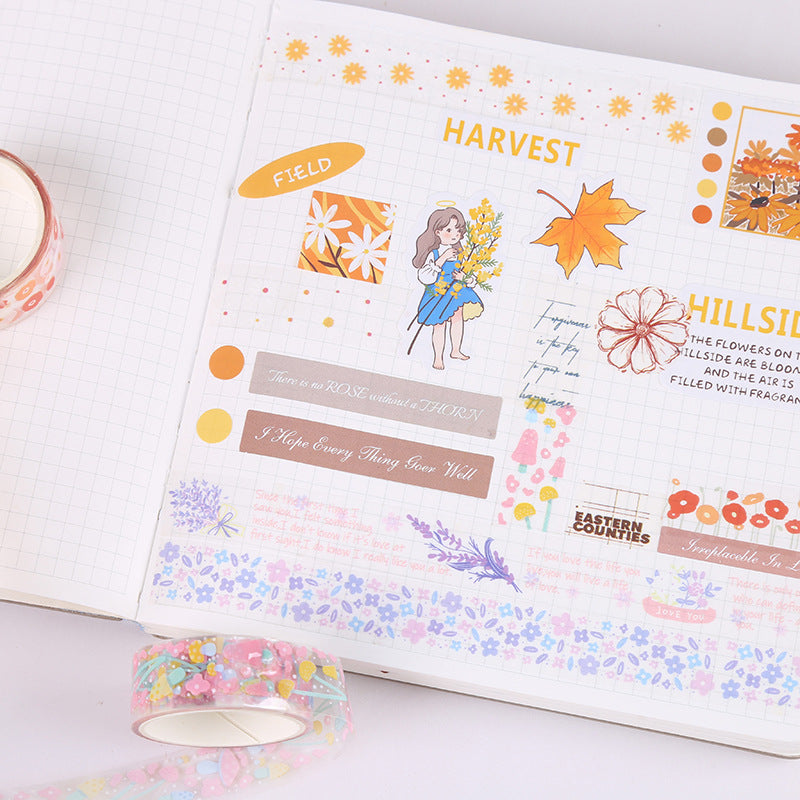 Botanical Clear PET  Tape: Floral Language Journaling Stickers