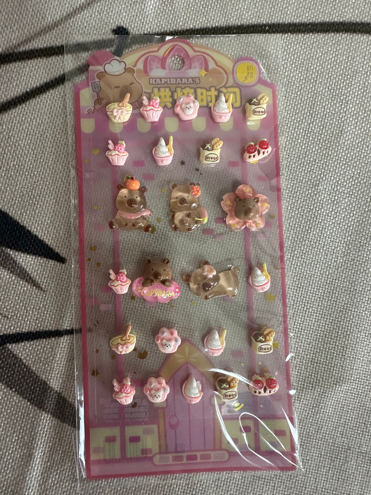Cute 3D Embossed Crystal Decor Stickers