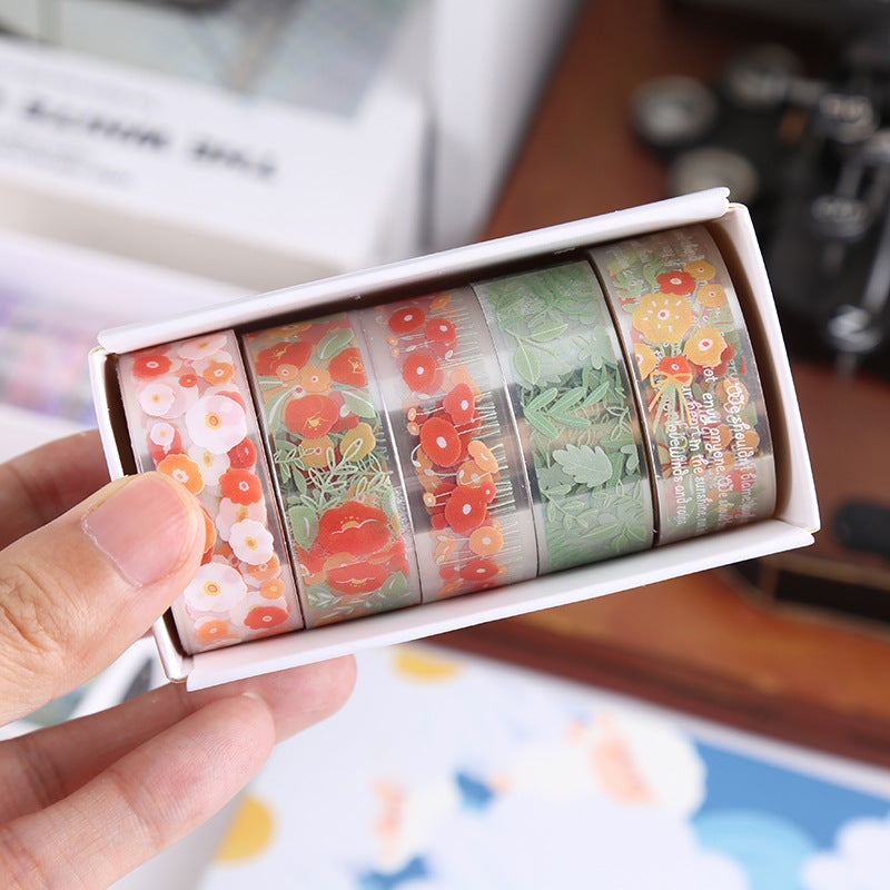 Botanical Clear PET  Tape: Floral Language Journaling Stickers