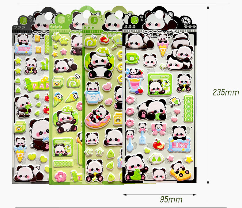 Giant Panda Puffy 3D Foam Stickers - Soft Cartoon Pop-Up Decals