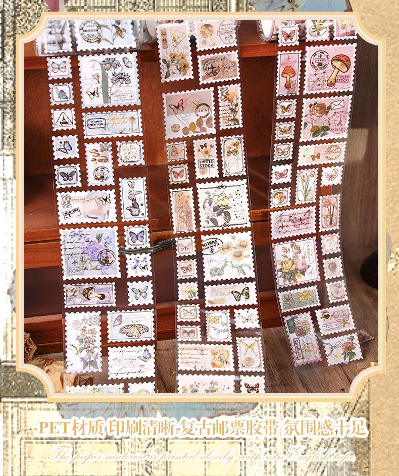 Vintage Postage-Style Washi Tape: DIY Decoupage Collage Kit
