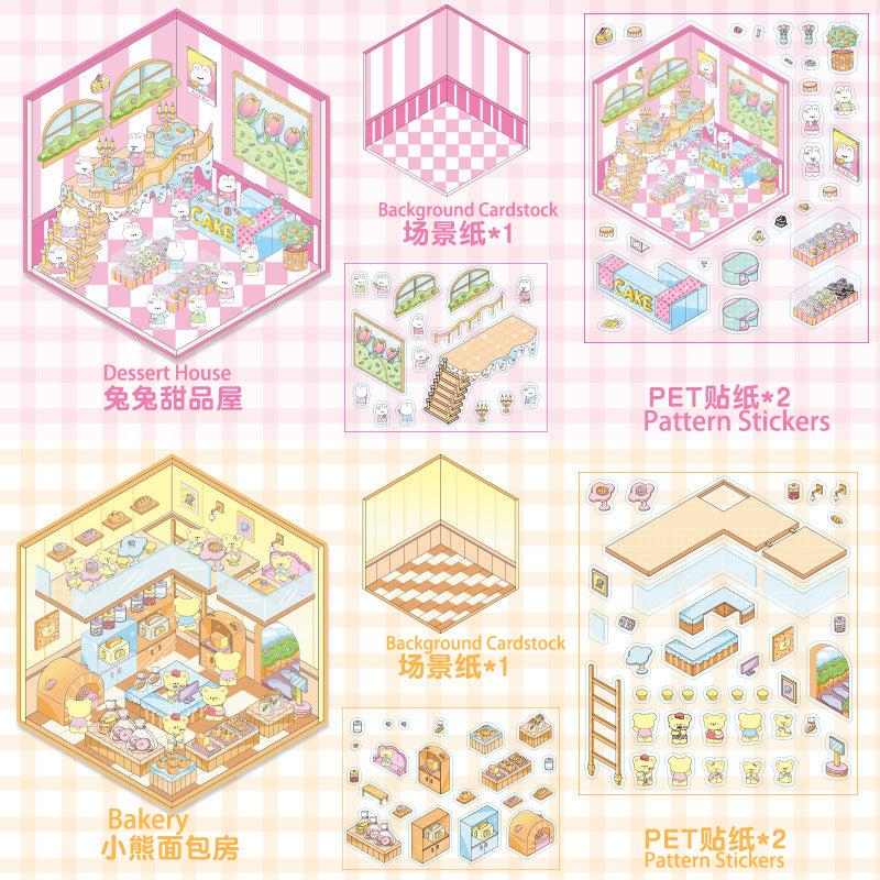 3D Mini World Sticker Set: FREE Craft Tweezers for Layered Dioramas