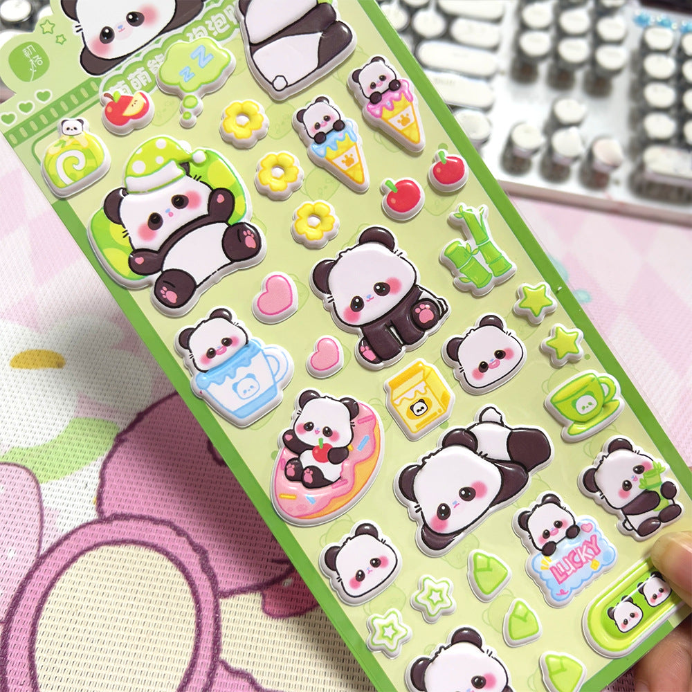 Giant Panda Puffy 3D Foam Stickers - Soft Cartoon Pop-Up Decals