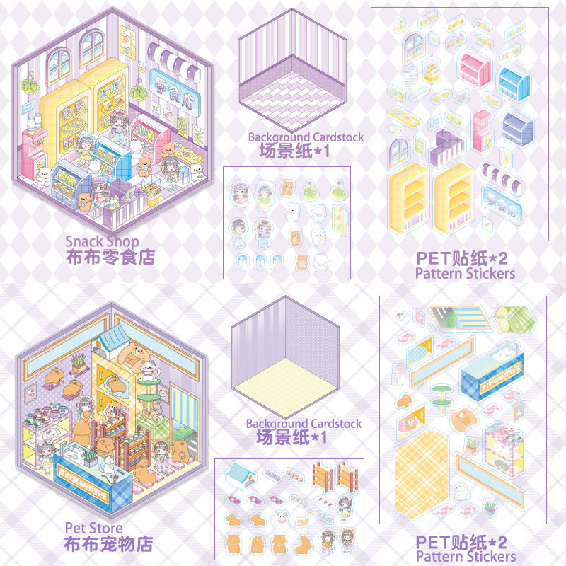 3D Mini World Sticker Set: FREE Craft Tweezers for Layered Dioramas