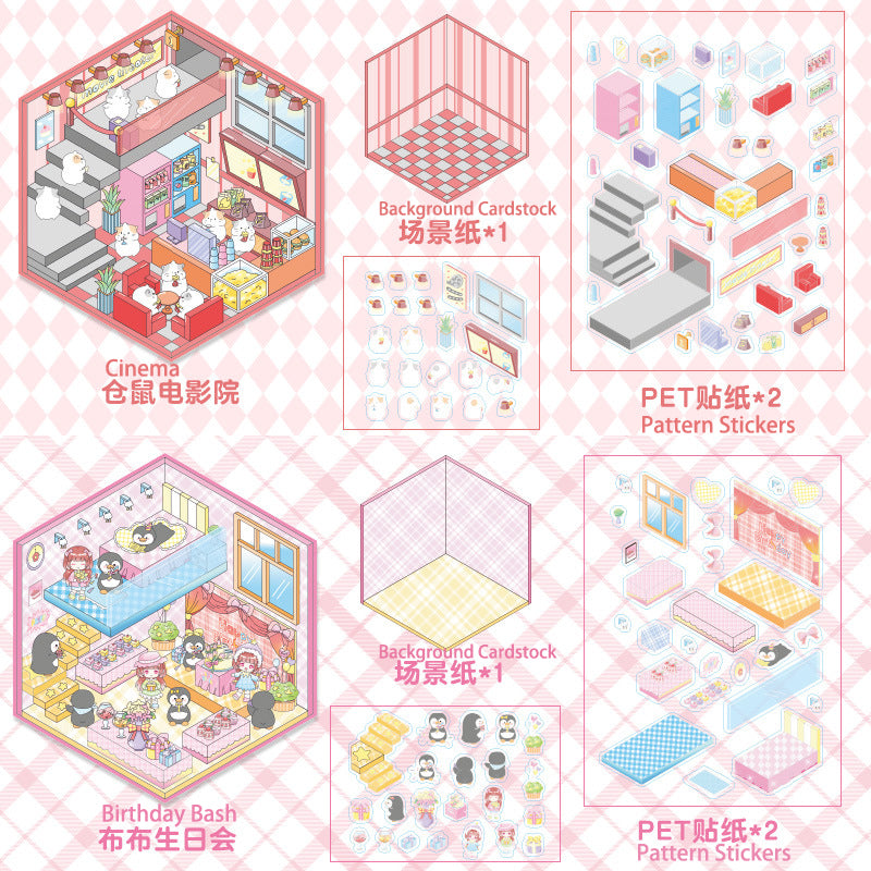 3D Mini World Sticker Set: FREE Craft Tweezers for Layered Dioramas