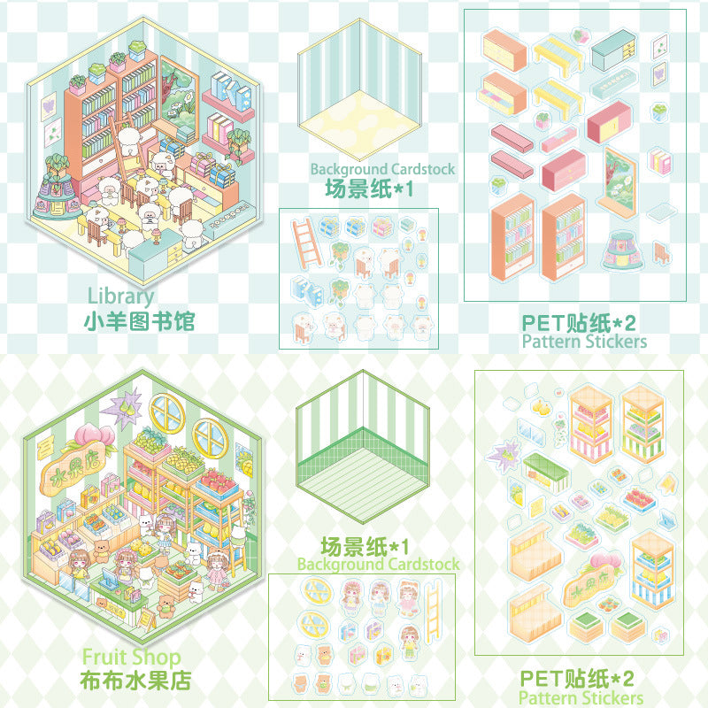 3D Mini World Sticker Set: FREE Craft Tweezers for Layered Dioramas