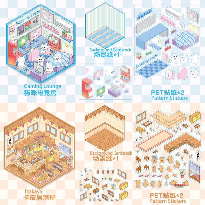3D Mini World Sticker Set: FREE Craft Tweezers for Layered Dioramas