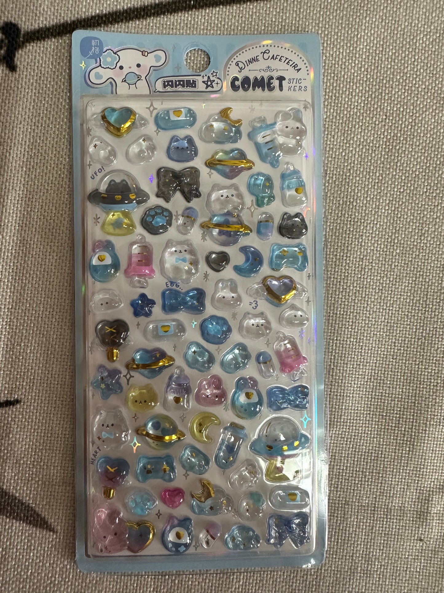Cute 3D Embossed Crystal Decor Stickers