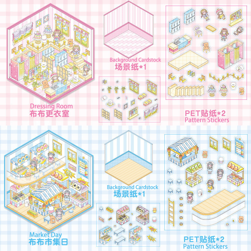 3D Mini World Sticker Set: FREE Craft Tweezers for Layered Dioramas