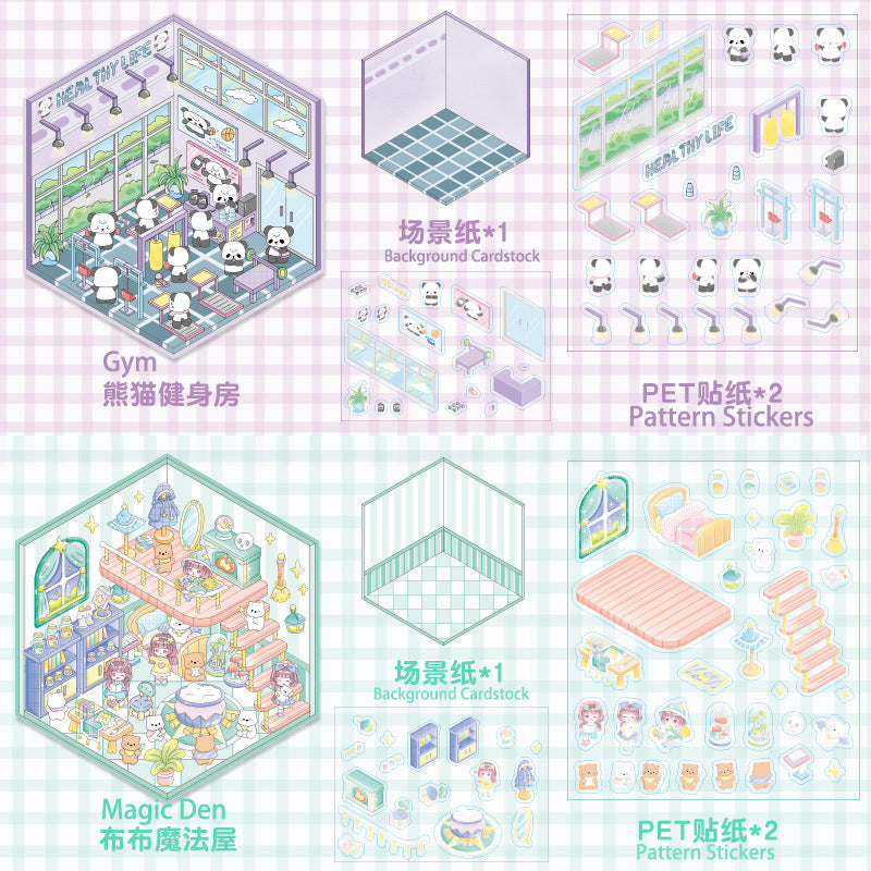 3D Mini World Sticker Set: FREE Craft Tweezers for Layered Dioramas