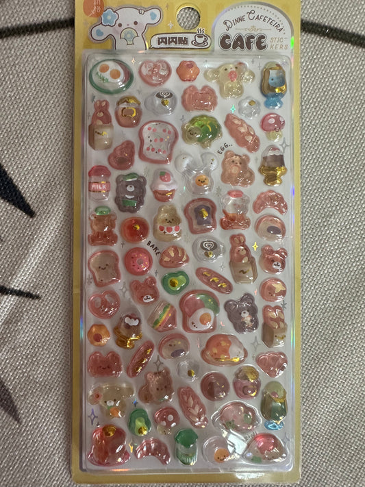 Cute 3D Embossed Crystal Decor Stickers