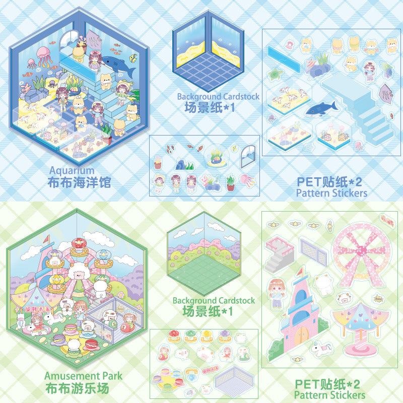 3D Mini World Sticker Set: FREE Craft Tweezers for Layered Dioramas