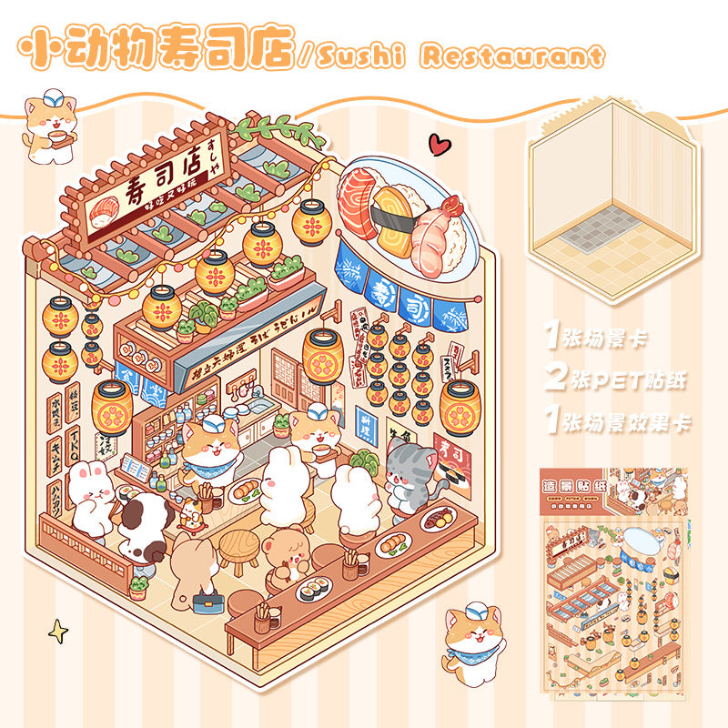 Adorable Mini World Builder Kit: 3D Stickers for Layered Diorama Collages