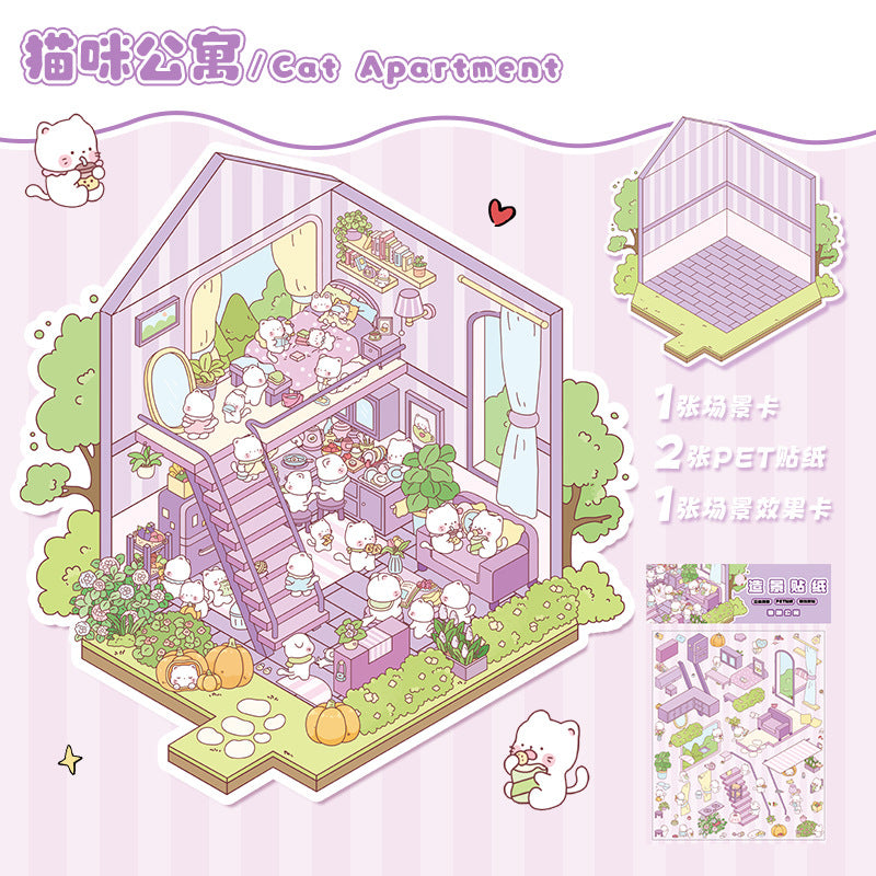 Adorable Mini World Builder Kit: 3D Stickers for Layered Diorama Collages