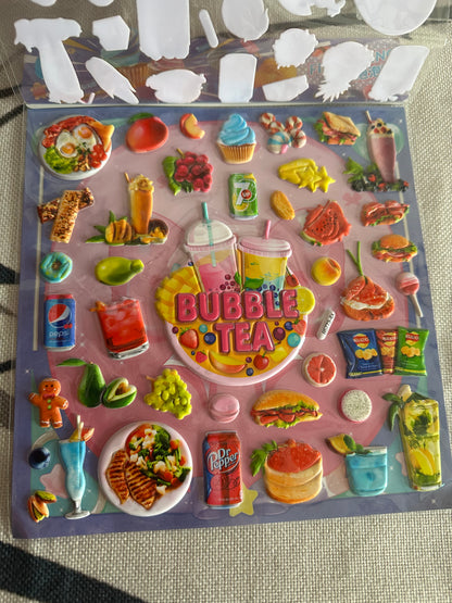 3D Puffy Food Stickers - Double Layer Kawaii Bubble Decals
