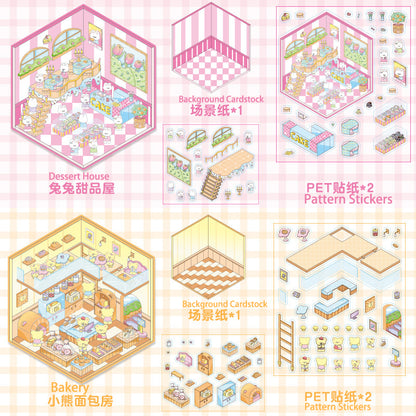 3D Mini World Sticker Set: FREE Craft Tweezers for Layered Dioramas