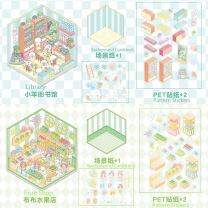 3D Mini World Sticker Set: FREE Craft Tweezers for Layered Dioramas