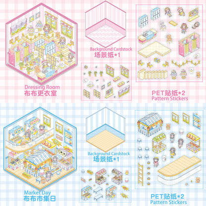 3D Mini World Sticker Set: FREE Craft Tweezers for Layered Dioramas